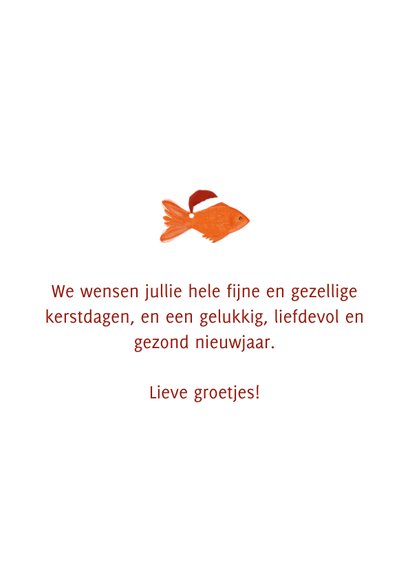 Kerstkaartje Christmas fishes met drie visjes met kerstmuts 3