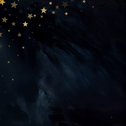 Kerstkaartje fijne feestdagen goud blauw met sterretjes 2