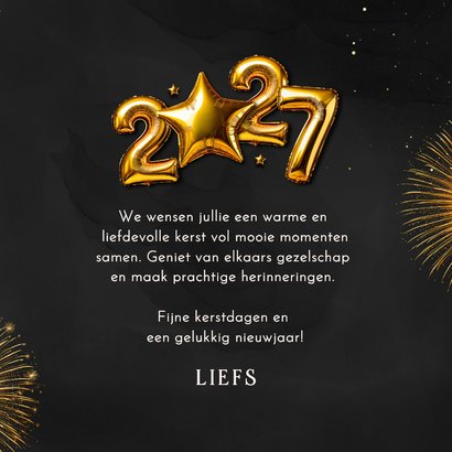 Kerstkaartje folieballonnen 2027 ster goud vuurwerk 3