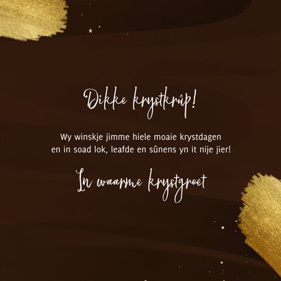 Kerstkaartje Fries dikke krystkrûp met foto in hart bruin 3