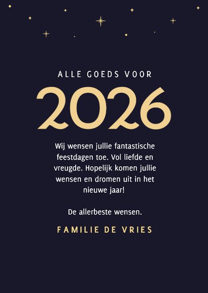 Kerstkaartje jaar van het paard 2026 donker blauw 3