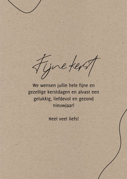 Kerstkaartje kraftlook foto en zwarte typografie en lijntjes 3