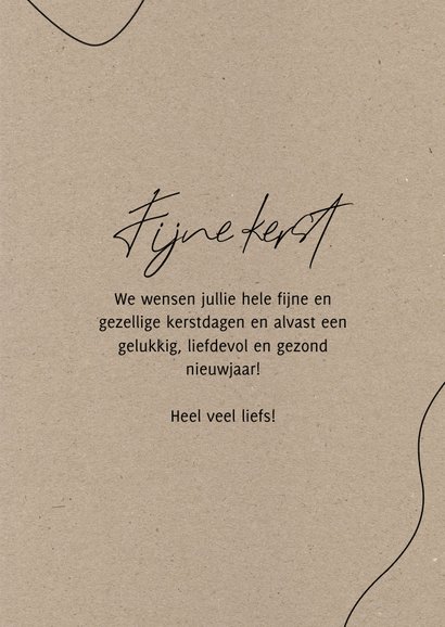 Kerstkaartje kraftlook foto en zwarte typografie en lijntjes 3