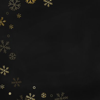 Kerstkaartje met foto gouden sneeuwvlokjes en strikje 2