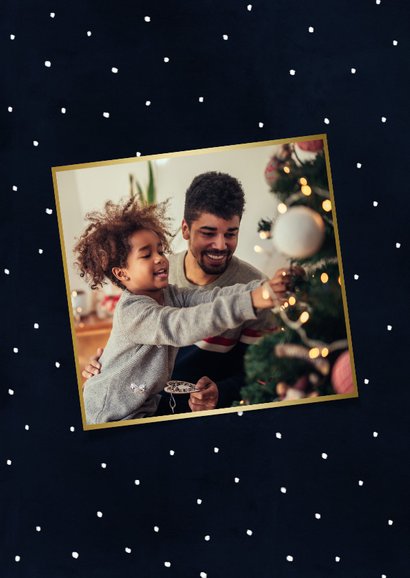 Kerstkaartje met illustratie arreslee en foto's 2