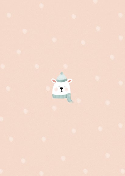 Kerstkaartje met schattig ijsbeertje 'beary merry christmas' Achterkant