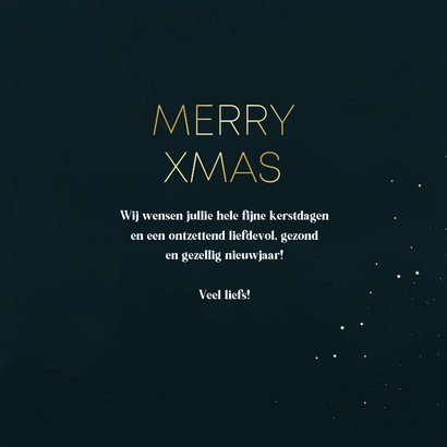 Kerstkaartje minimalistisch Merry Xmas goud donkerblauw 3