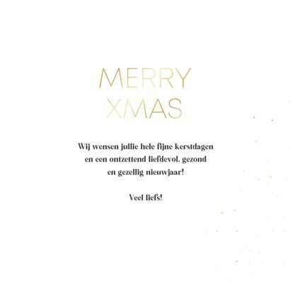 Kerstkaartje minimalistisch Merry Xmas goud wit 3