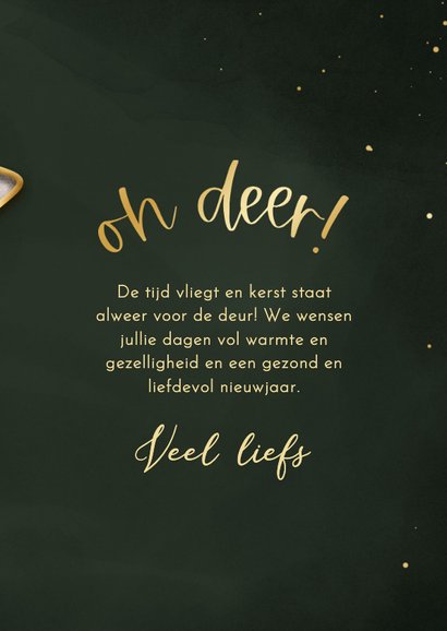 Kerstkaartje oh deer christmas is here rendier lampjes 3