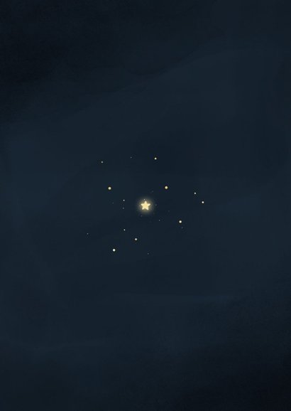 Kerstkaartje schattig rendier gloeiend neusje lichtpuntjes Achterkant