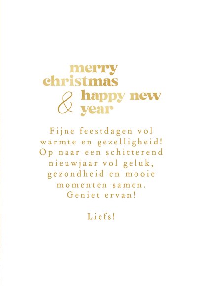 Kerstkaartje vier foto's gouden spetters merry christmas 3