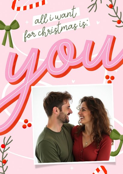 Kerstkaartje vrolijk all i want for christmas is you  2