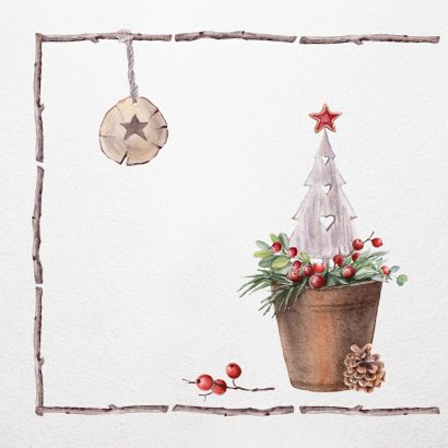 Kerstkrans met houten kader -foto- 2