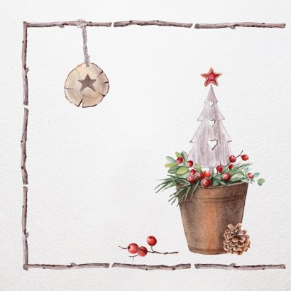 Kerstkrans met houten kader -foto- 2