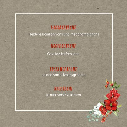 Kerstmenu botanical 3