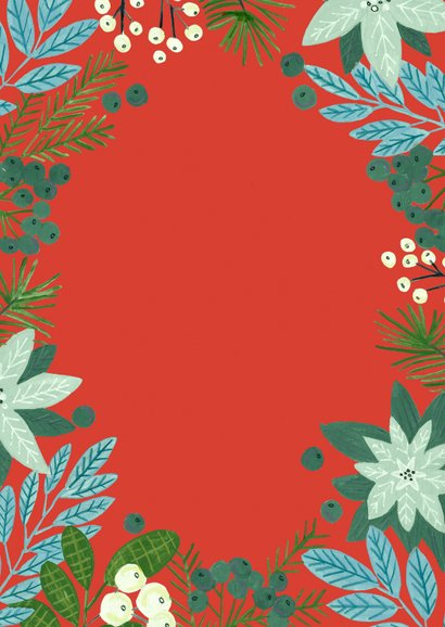  Kerstmenu botanisch bloemen poinsettia Achterkant