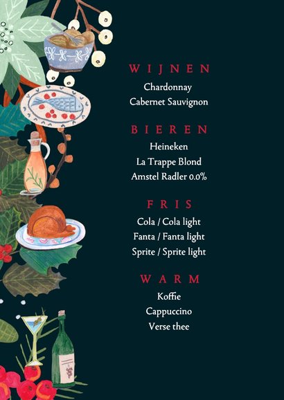 Kerstmenu doodle eten & drinken kerstfeest 2