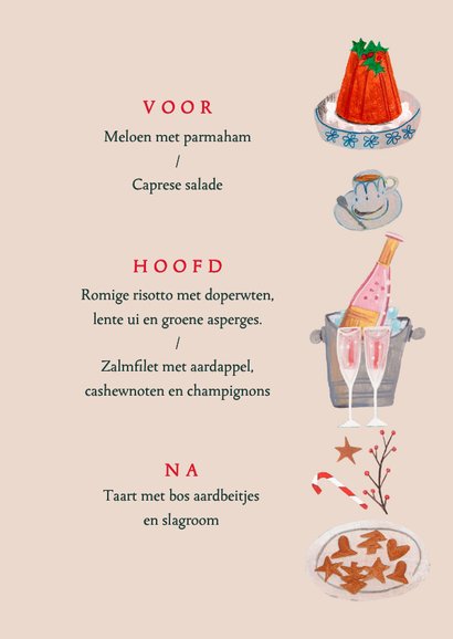 Kerstmenu kerst doodles illustratie eten en drinken 3