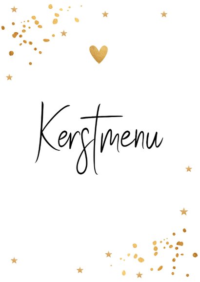 Kerstmenukaart confetti goudlook 2