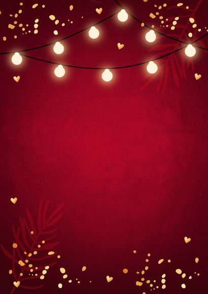 Kerstmenukaart lampjes confetti goudlook Achterkant