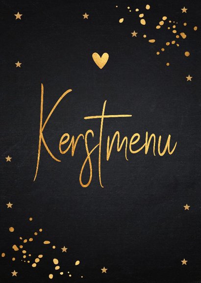 Kerstmenukaart met gouden confetti 2