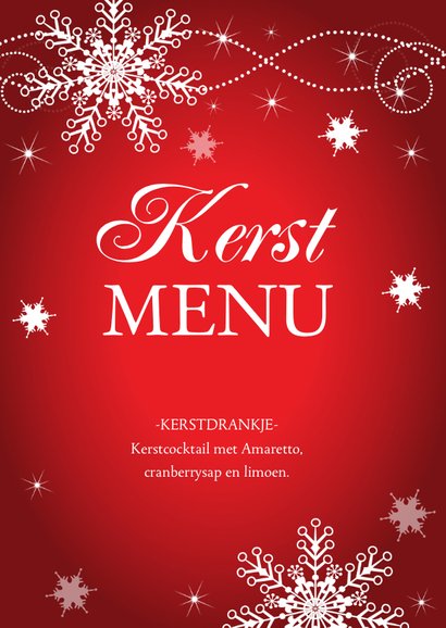 Kerstmenukaart rood design 2
