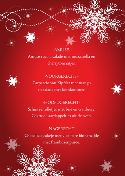 Kerstmenukaart rood design 3