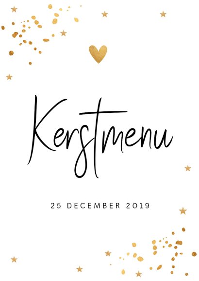 Kerstmenukaart gouden confetti 2