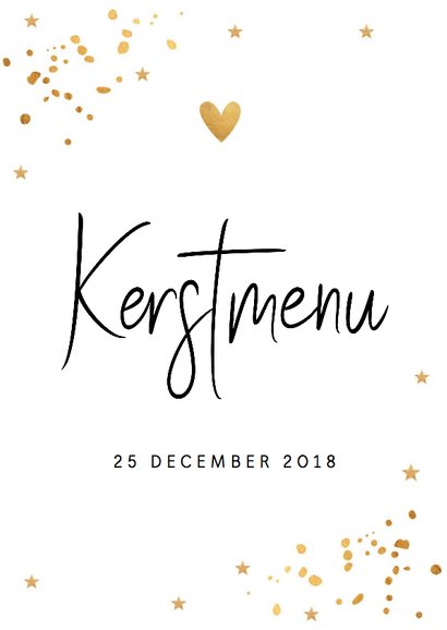 Kerstmenukaart gouden confetti 2
