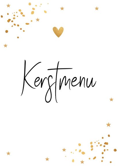 Kerstmenukaart wit brush strook sterren goudlook 2
