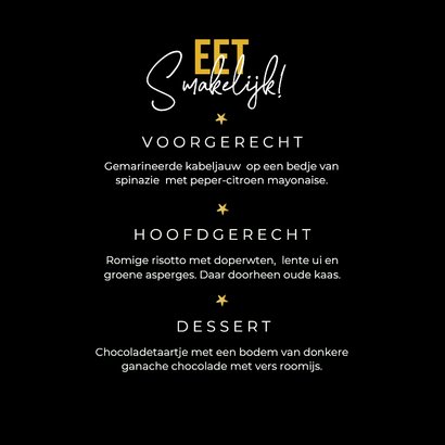 Kerstmis menukaart lampjes goud 3