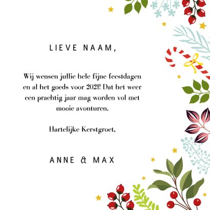 Kerstster kerstkaart met bloemen en planten 3