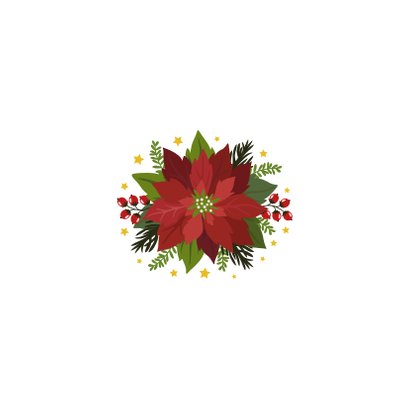 Kerstster kerstkaart met bloemen en planten Achterkant