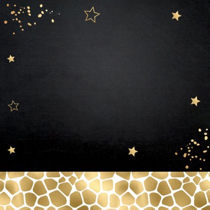 Kerstverhuiskaart foto huisjes panterprint goudlook Achterkant