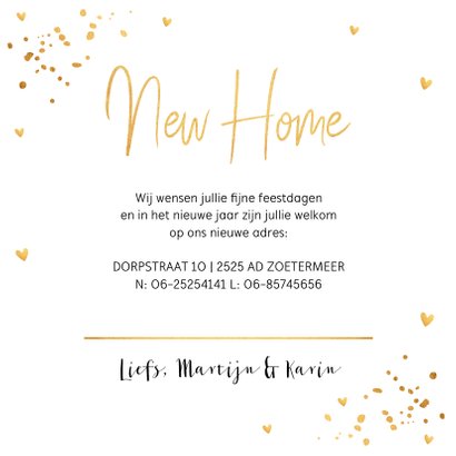 Kerstverhuiskaart huisjes goudlook confetti 3