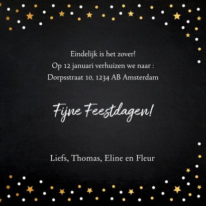 Kerstverhuiskaart huisjes goudlook 3