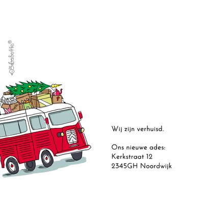 Kerstverhuiskaart met HY busje en foto's 2