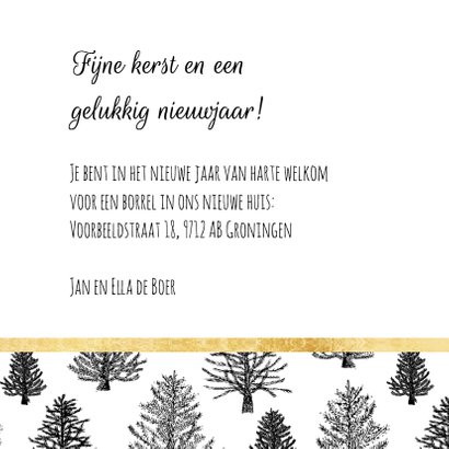 Kerstverhuiskaart zwart-wit goud 3