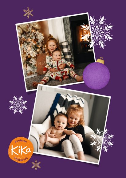 KiKa kerstkaart met foto en kerstballen 2