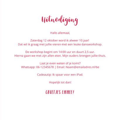 Kinderfeest tiener uitnodiging meisje stoer en hip met foto 3