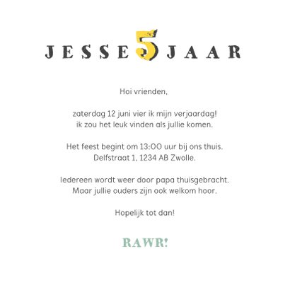 Kinderfeest uitnodiging dino met taart 3