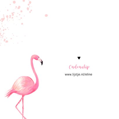 Kinderfeest uitnodiging roze met flamingo en spetters 2