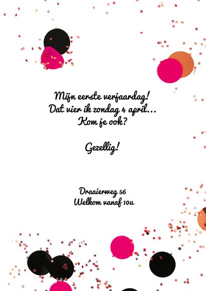 Kinderfeestje 1 jaar confetti girl 3