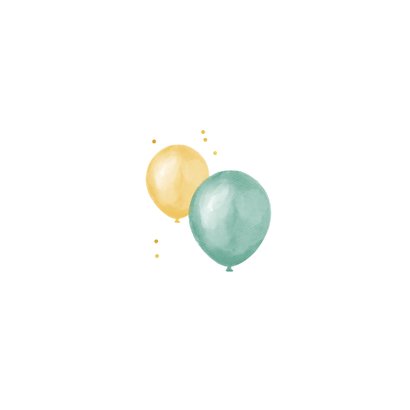 Kinderfeestje ballonnen confetti goud foto fotokaart Achterkant