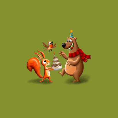 Kinderfeestje bosdieren op een aanpasbare achtergrond 2