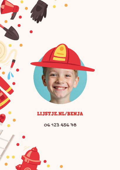 Kinderfeestje brandweer thema met foto en confetti 2