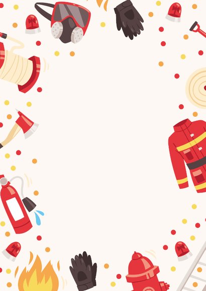 Kinderfeestje brandweer thema met foto en confetti Achterkant