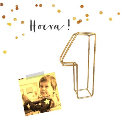Kinderfeestje collagekaart met draad goud 1 2