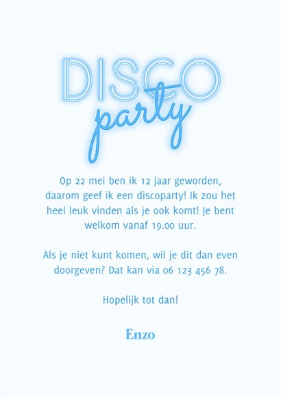 Kinderfeestje disco party met neon tekst en discobal 3