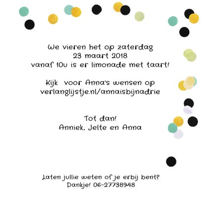 kinderfeestje drie jaar voor meisje of jongen met gouden 3 3